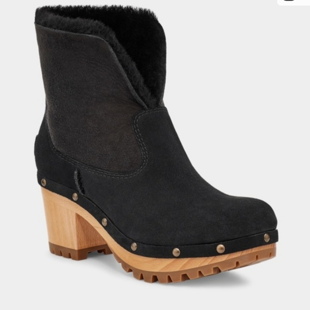 NWT UGG Women's THEBES Clog, Black Suede Size 10